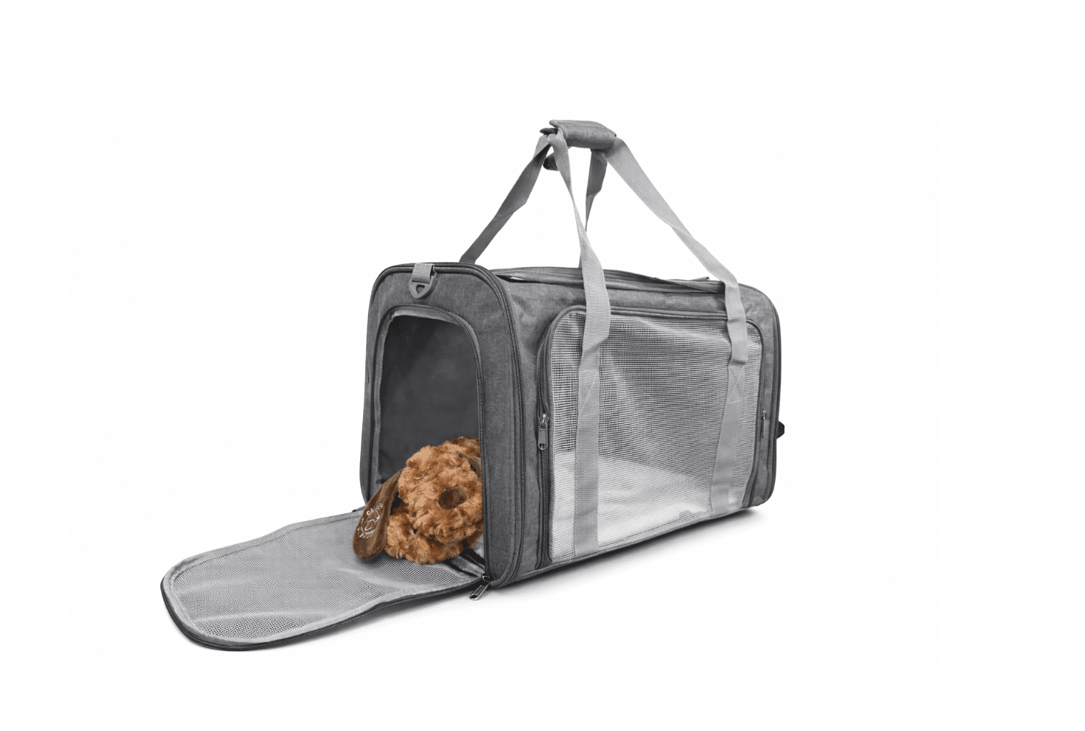Give your pup the extra room they deserve with this extra-large soft-sided carrier. Measuring <b data-path-to-node="4" data-index-in-node="94">19.5" x 13.5" x 13.5"</b>, this carrier is designed specifically for those who prioritize interior space and comfort for road trips, vet visits, or weekend outings.