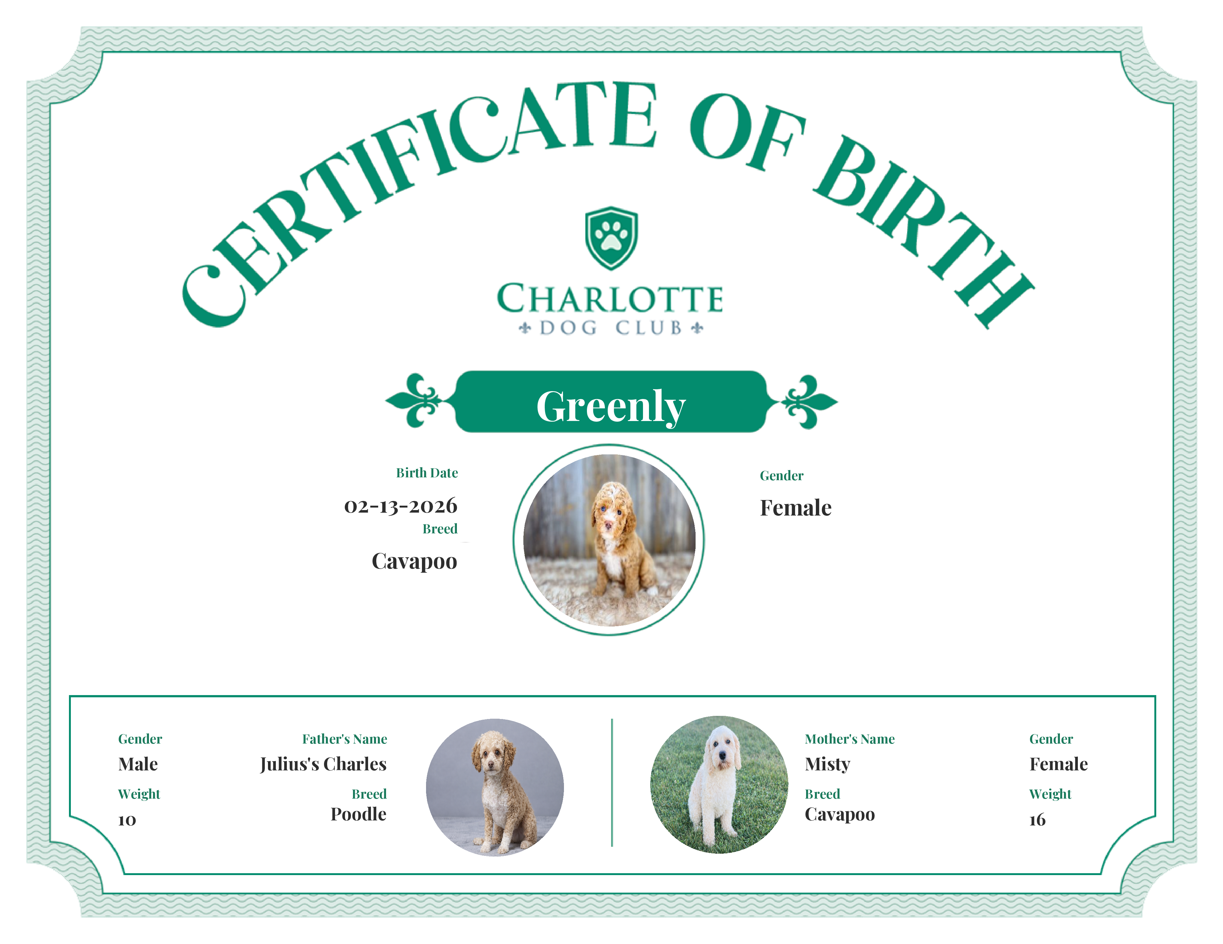 Greenly's Birth Certificate