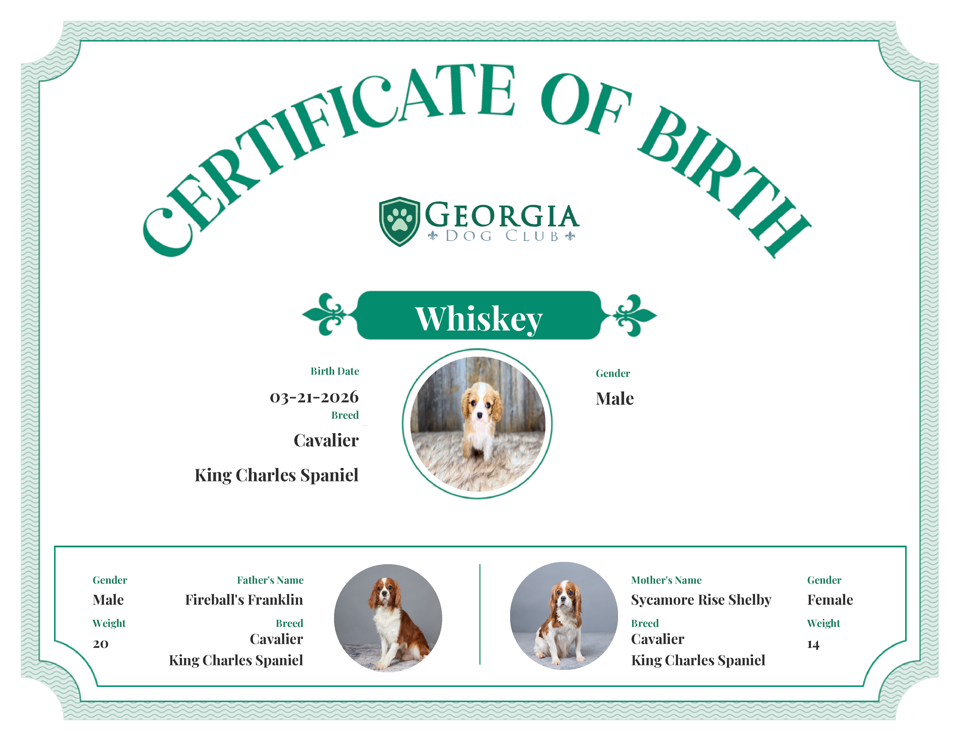 Whiskey's Birth Certificate