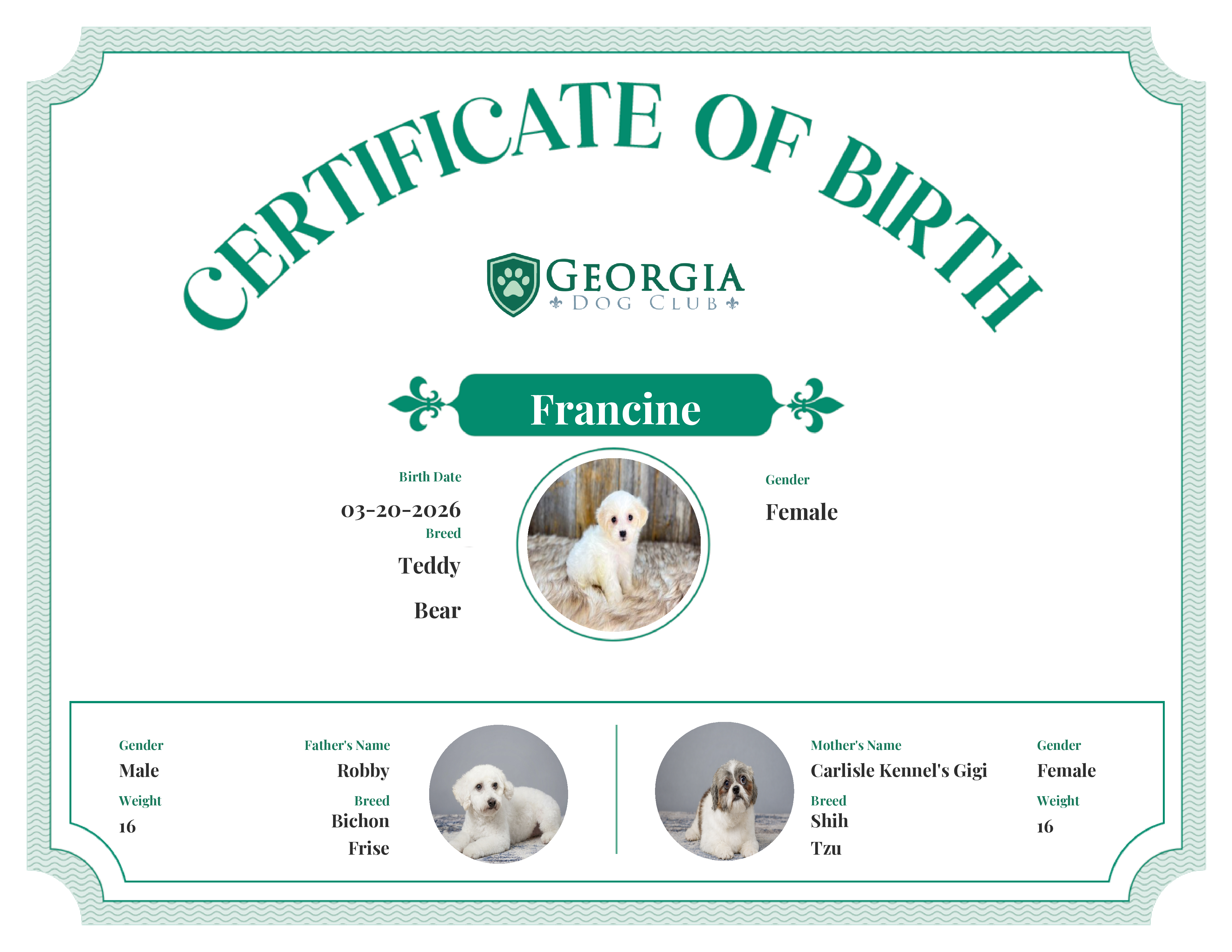 Francine's Birth Certificate