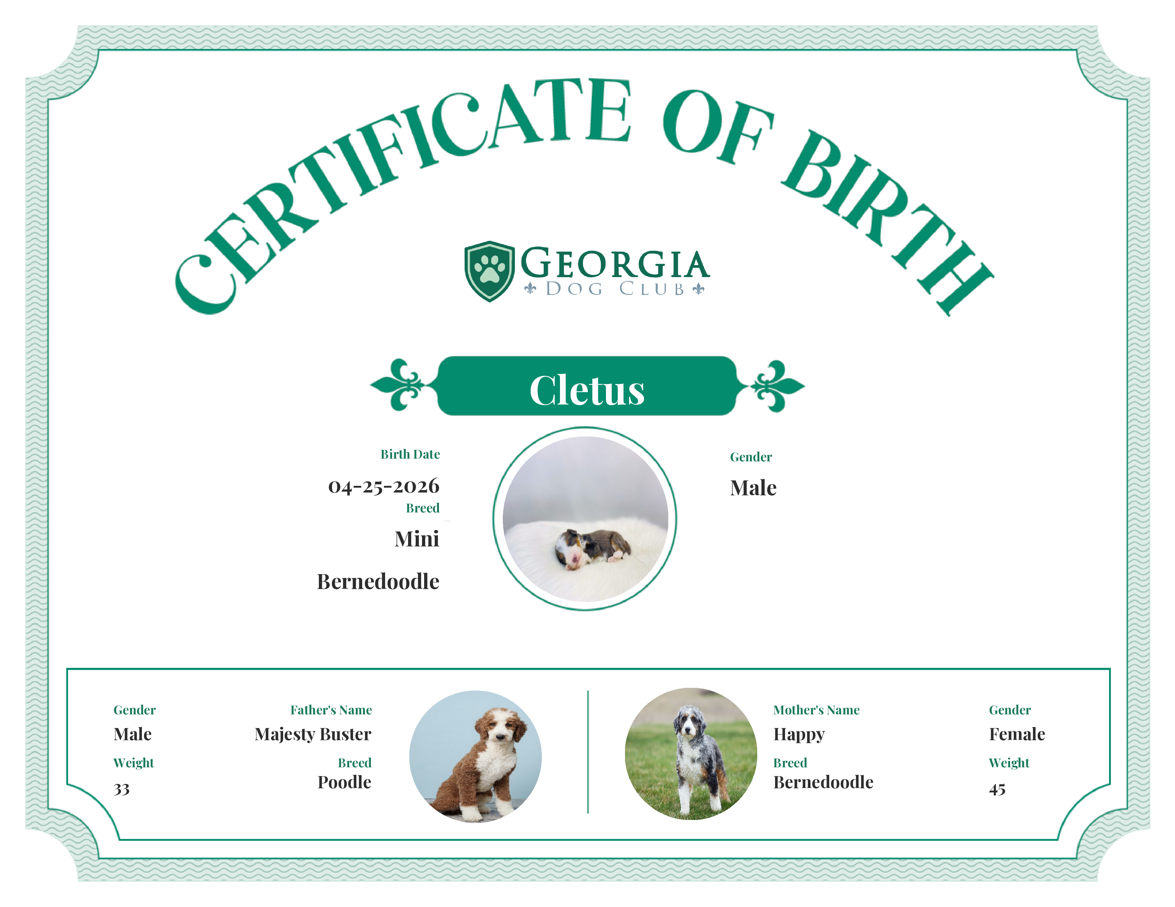 Cletus's Birth Certificate
