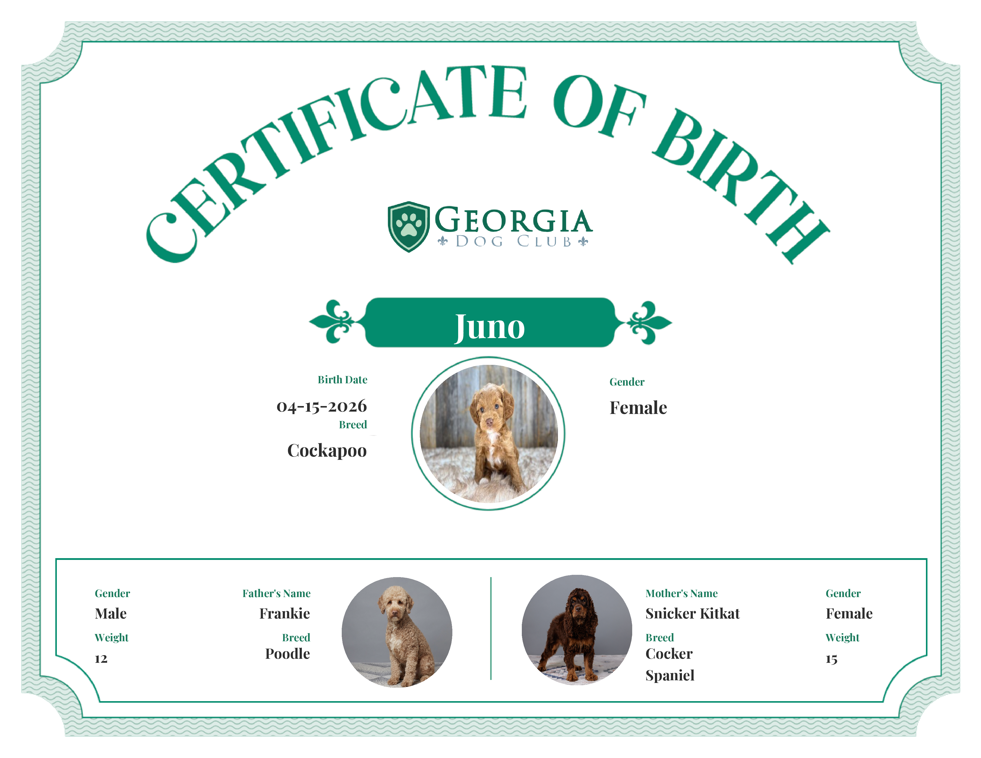 Juno's Birth Certificate