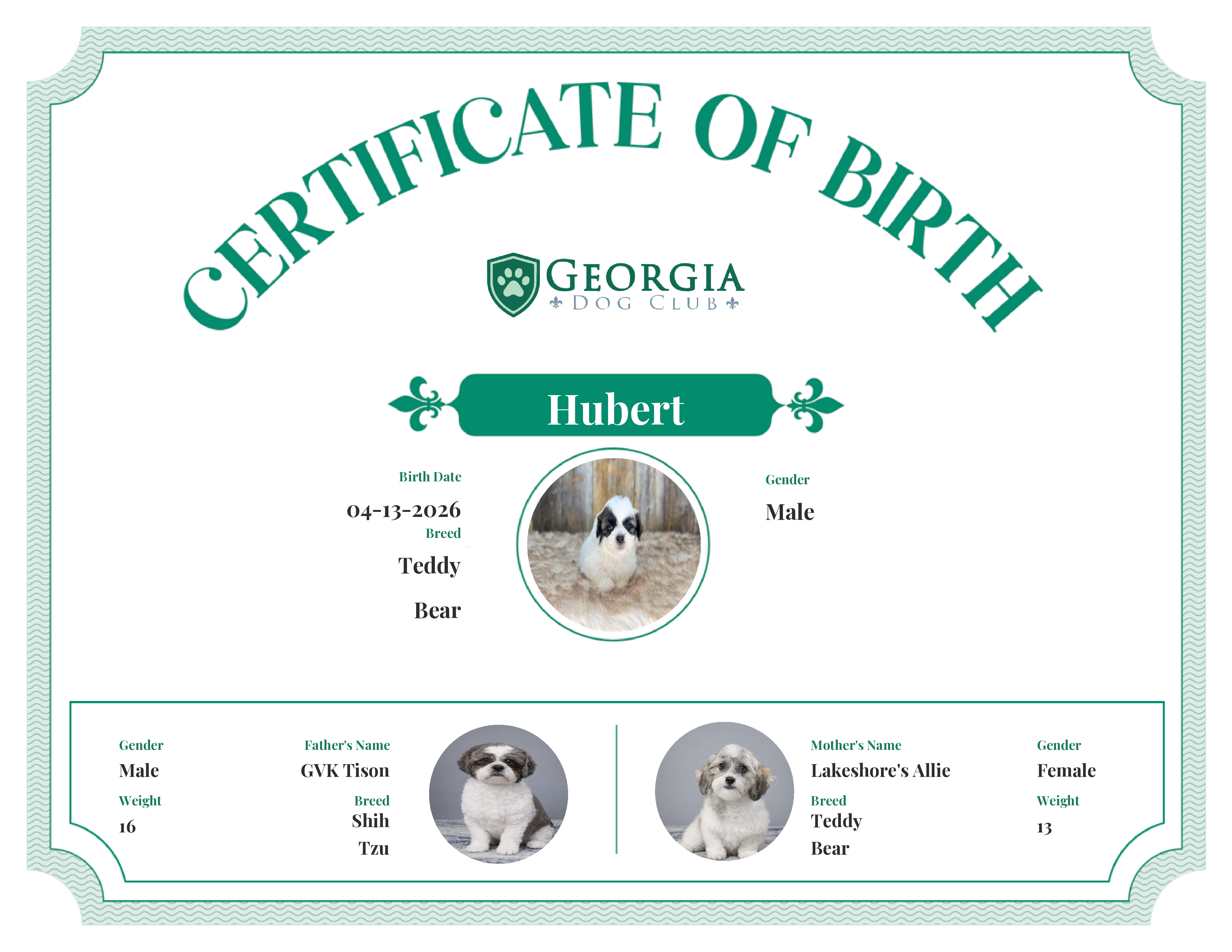 Hubert's Birth Certificate