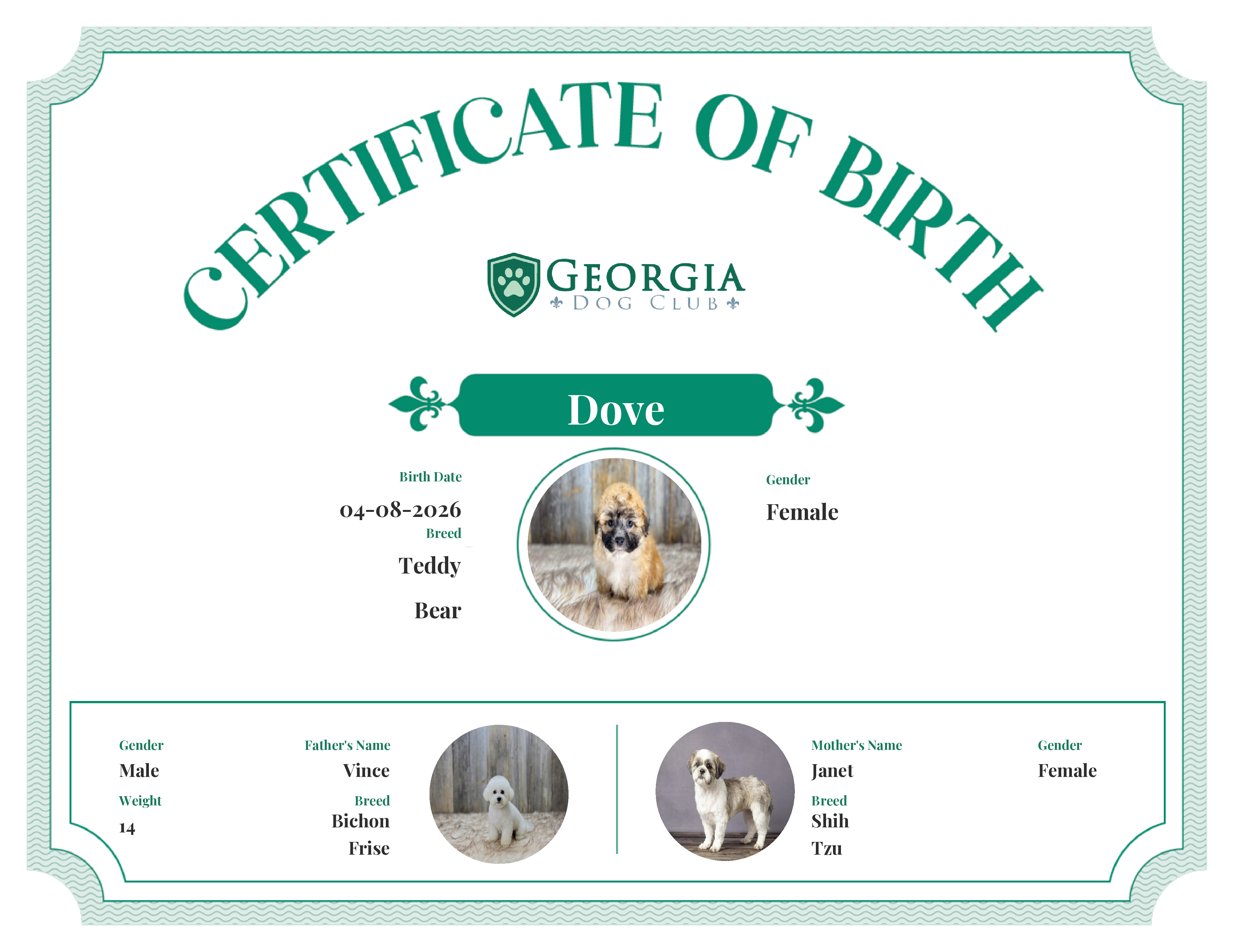 Dove's Birth Certificate