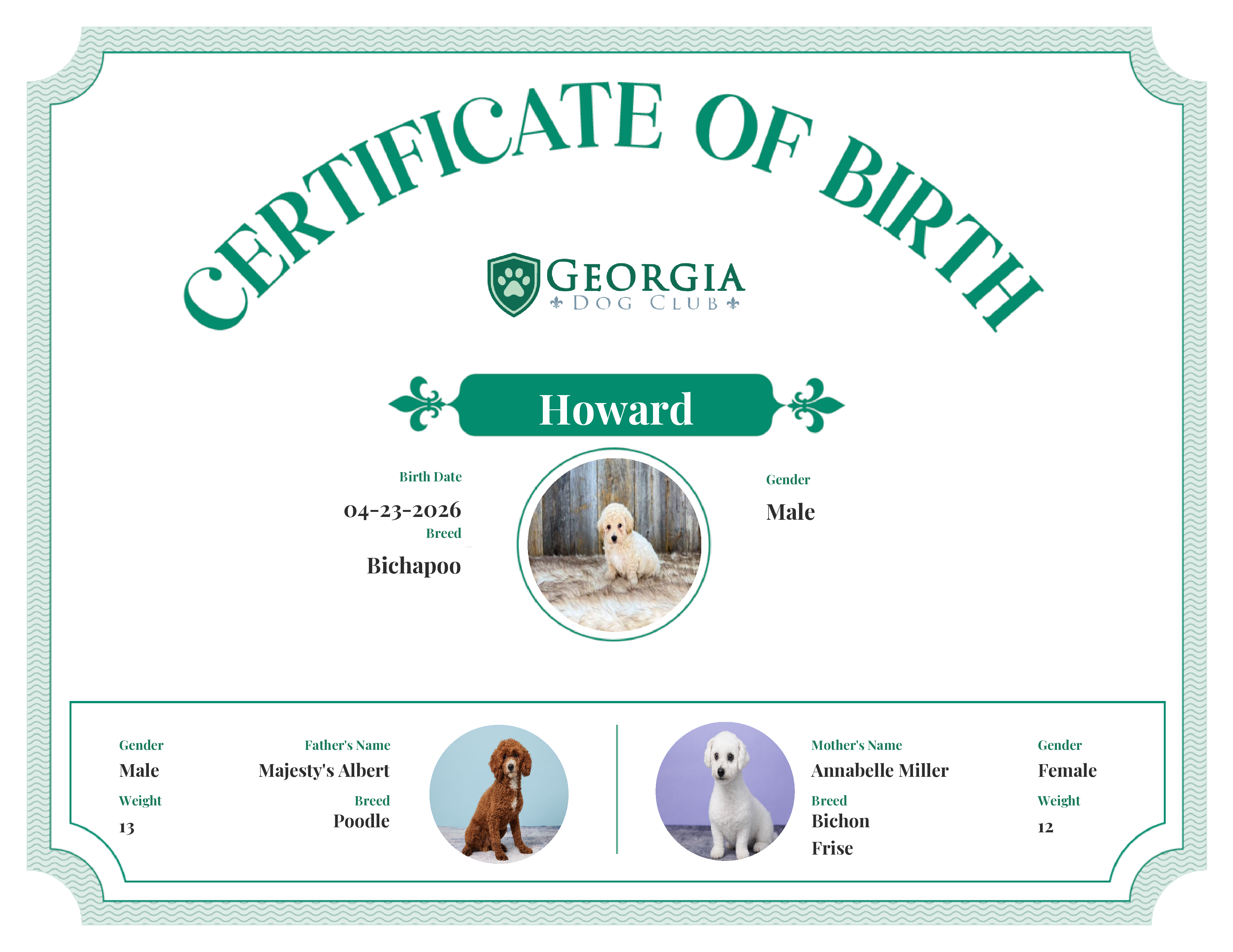 Howard's Birth Certificate