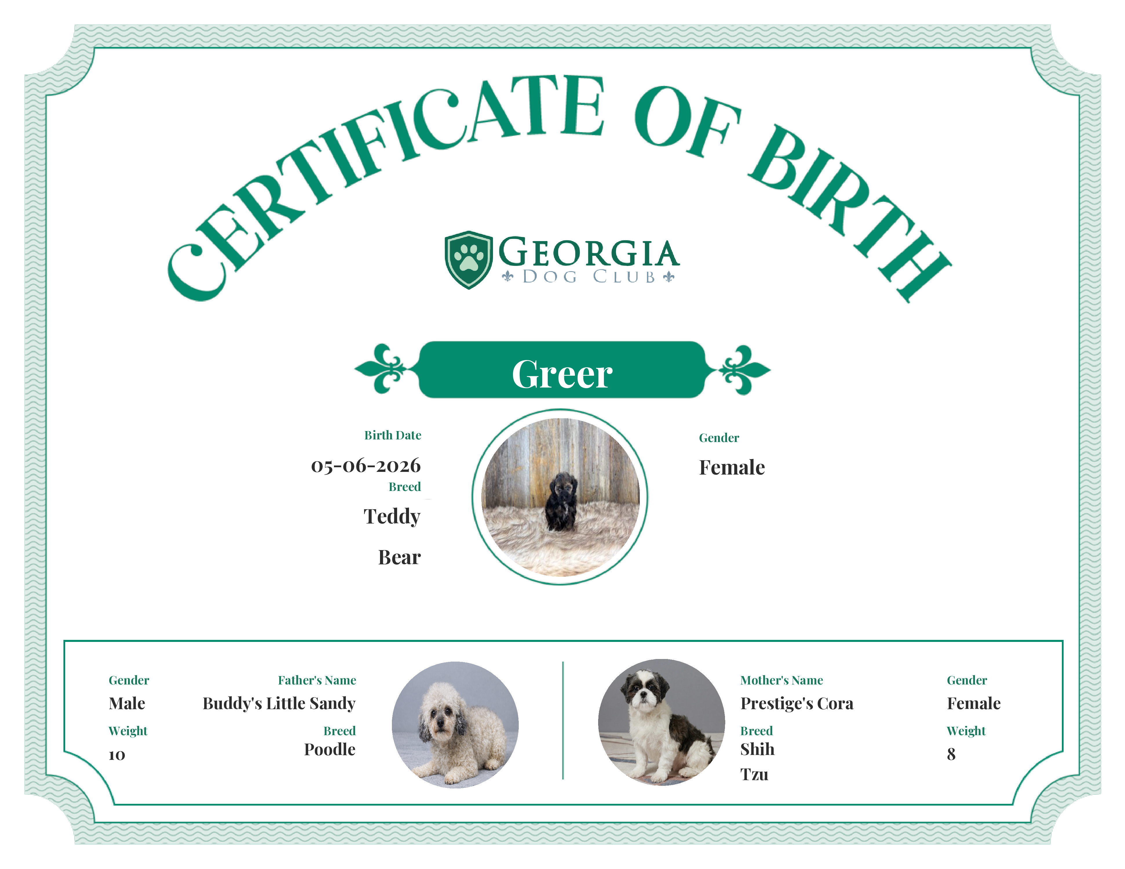 Greer's Birth Certificate