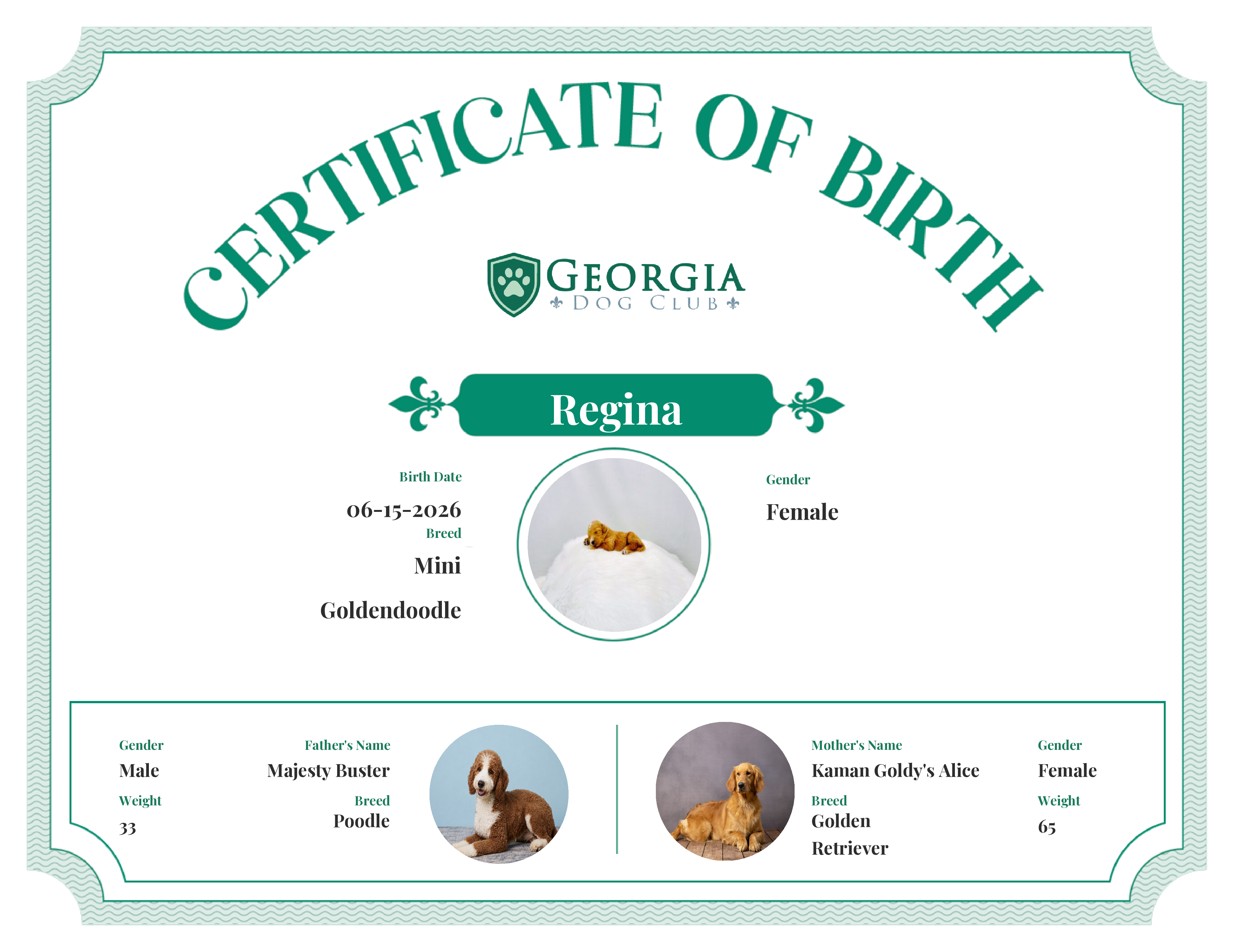 Regina's Birth Certificate