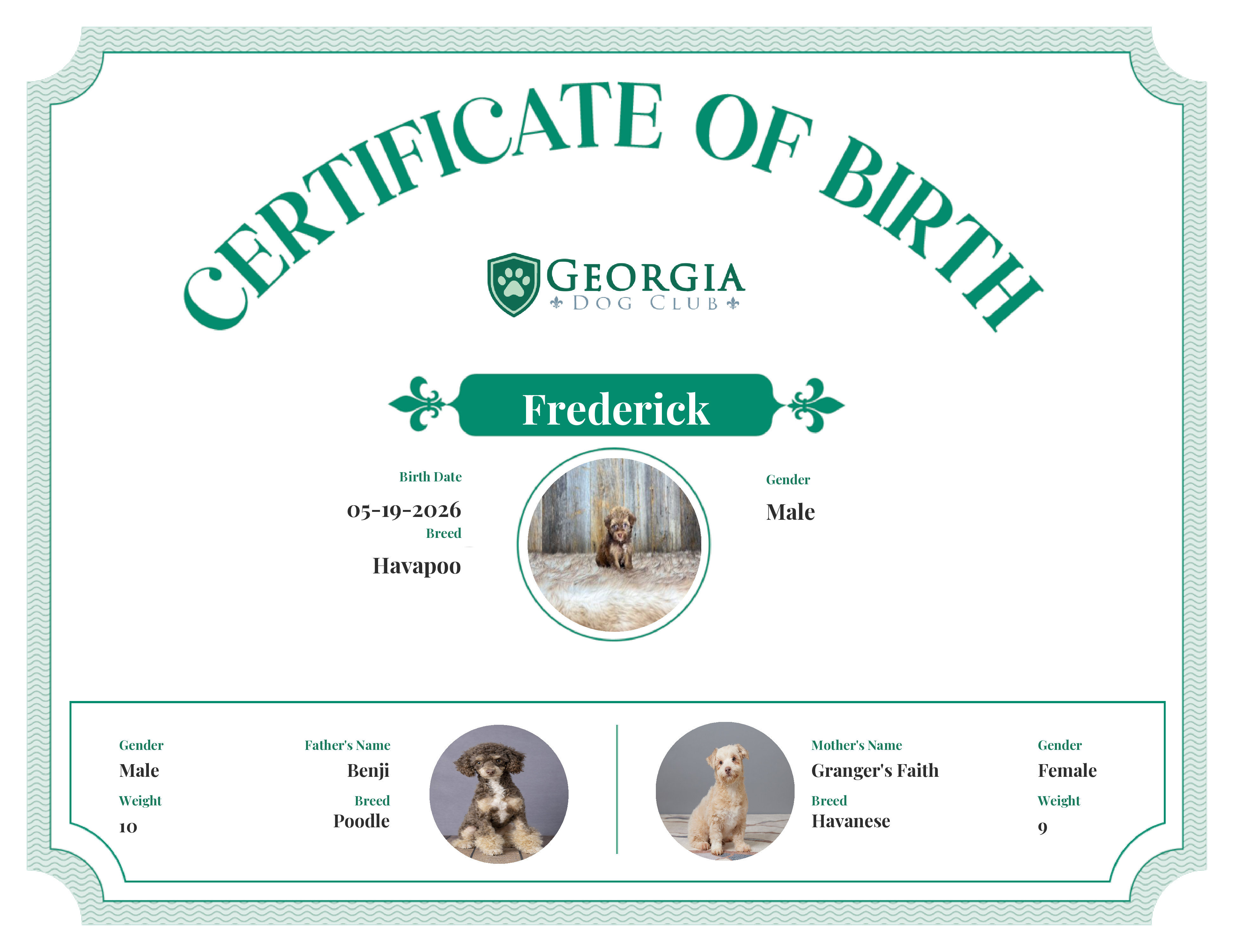 Frederick's Birth Certificate