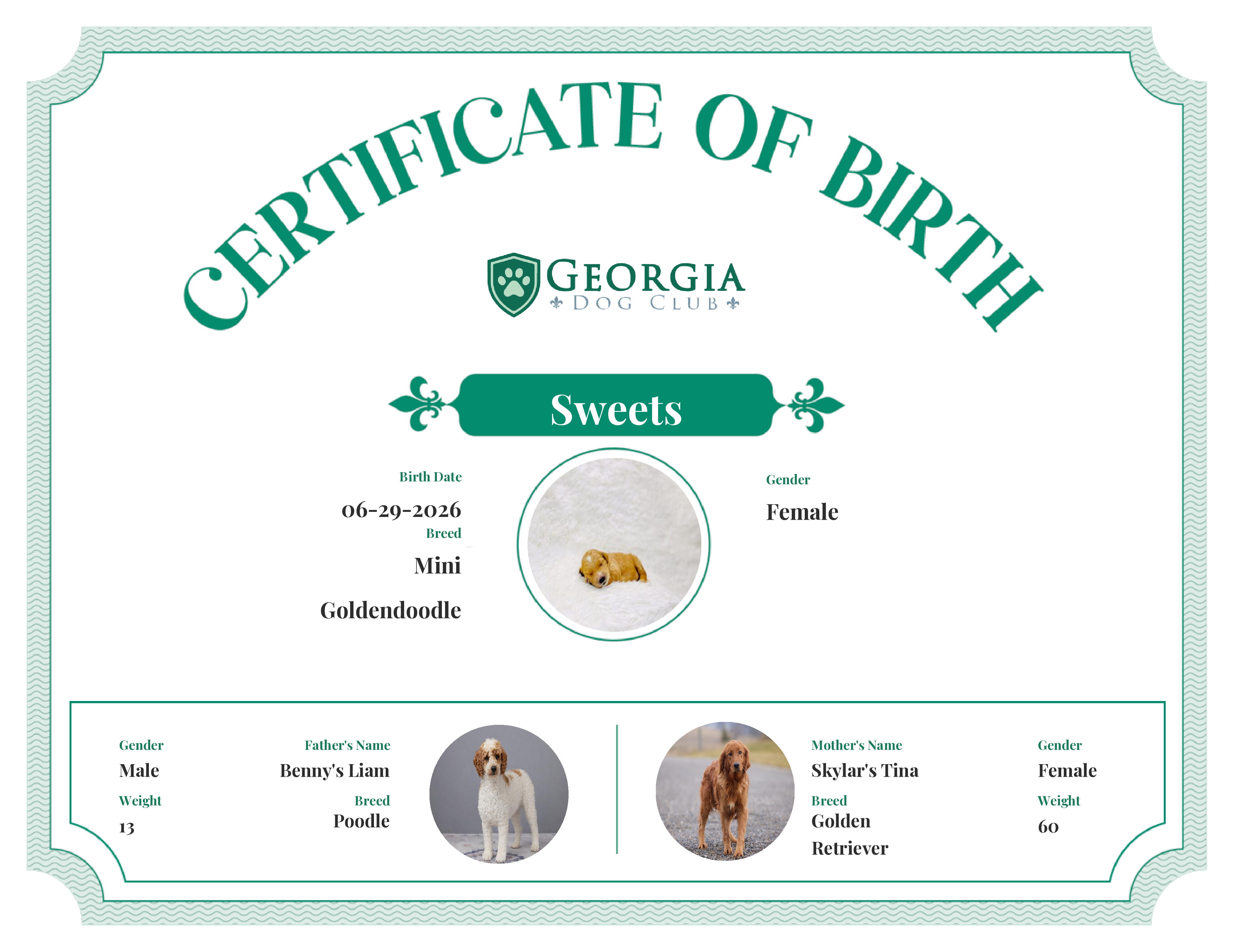 Sweets's Birth Certificate