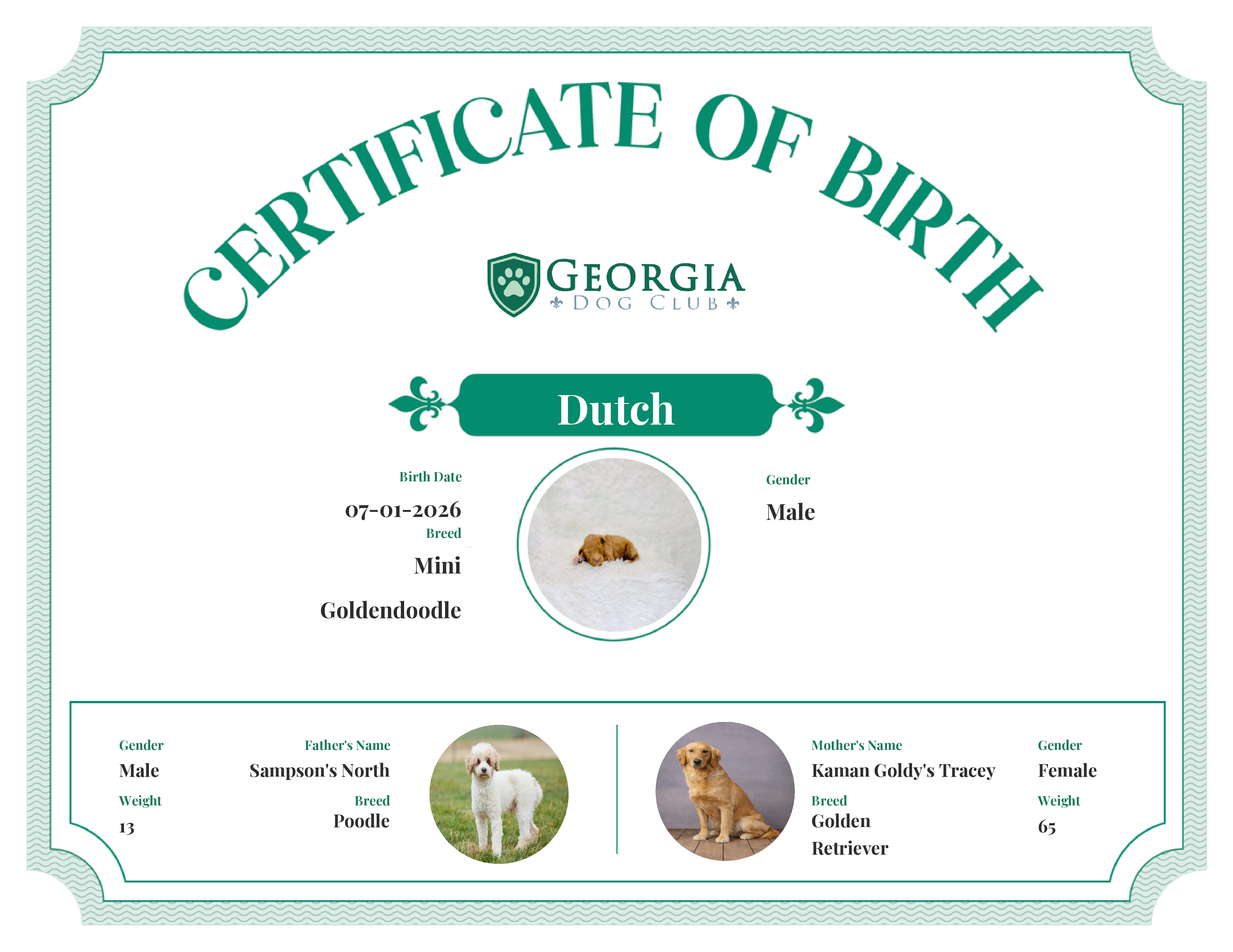 Dutch's Birth Certificate