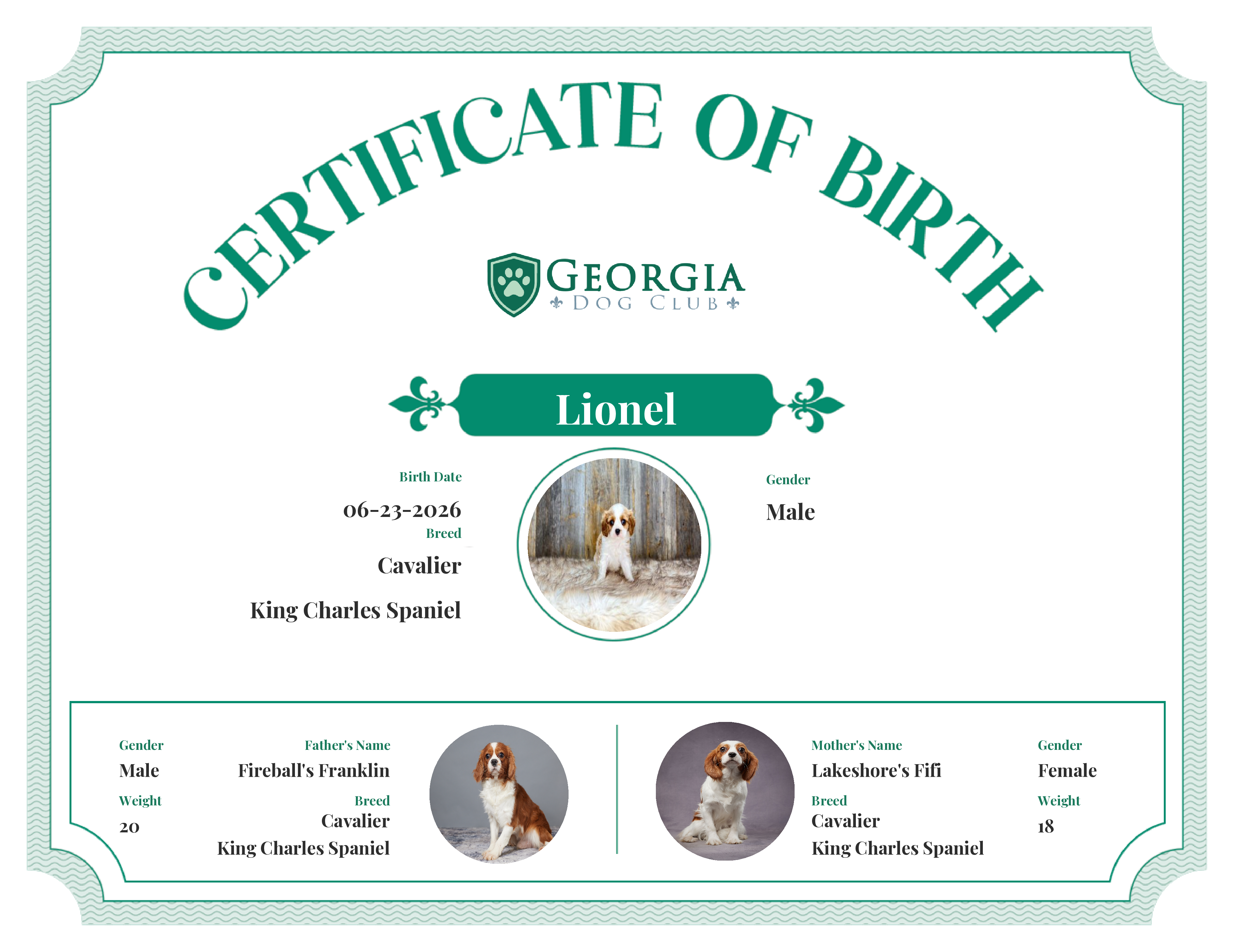 Lionel's Birth Certificate