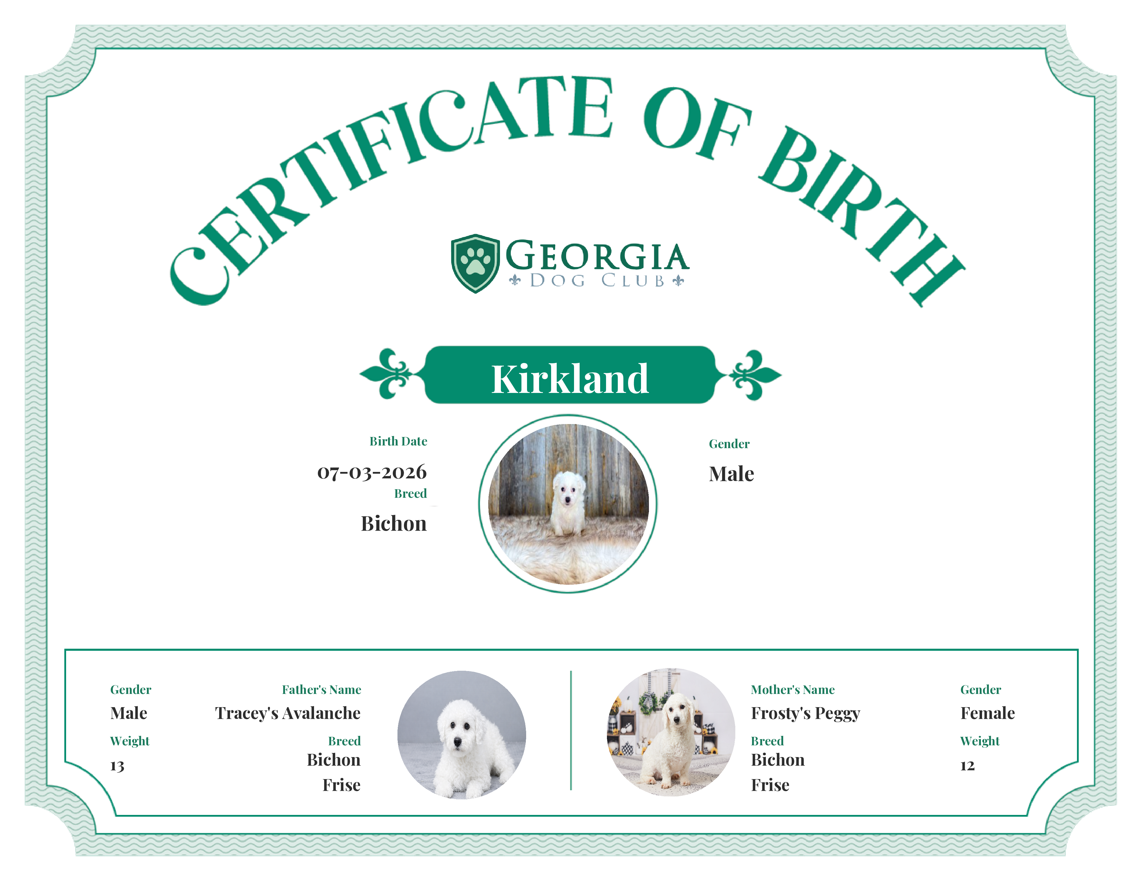 Kirkland's Birth Certificate