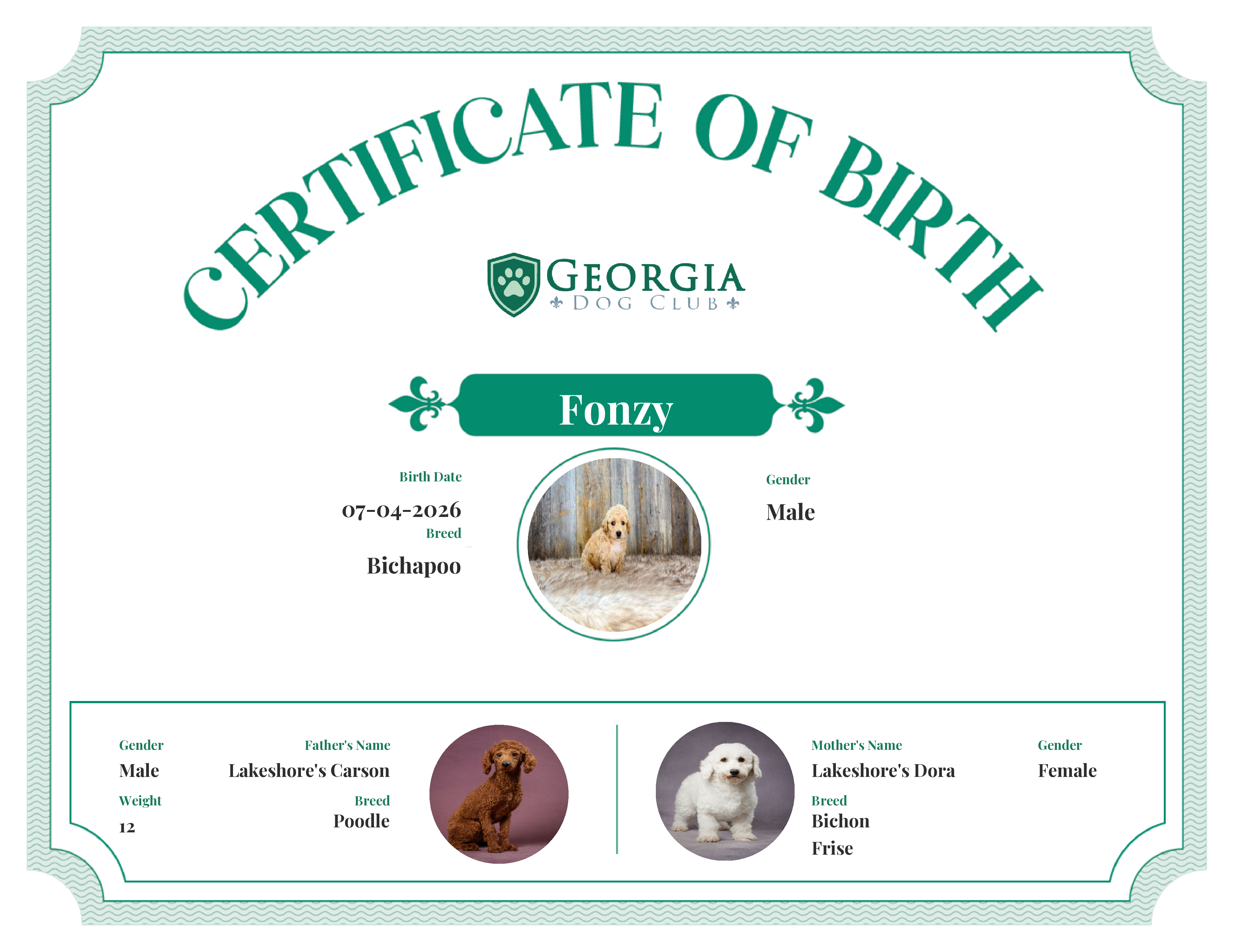 Fonzy's Birth Certificate